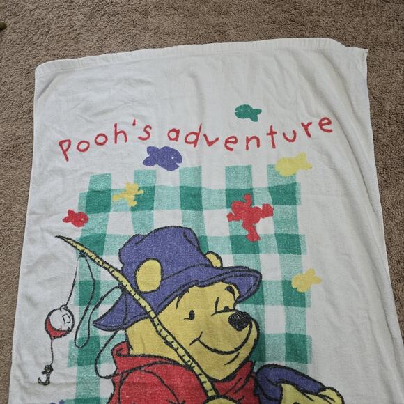Vintage Winnie Pooh Towel 90s Disney Poohs Adventure Bear Bath Pool 28 x 52 in - Picture 2 of 9